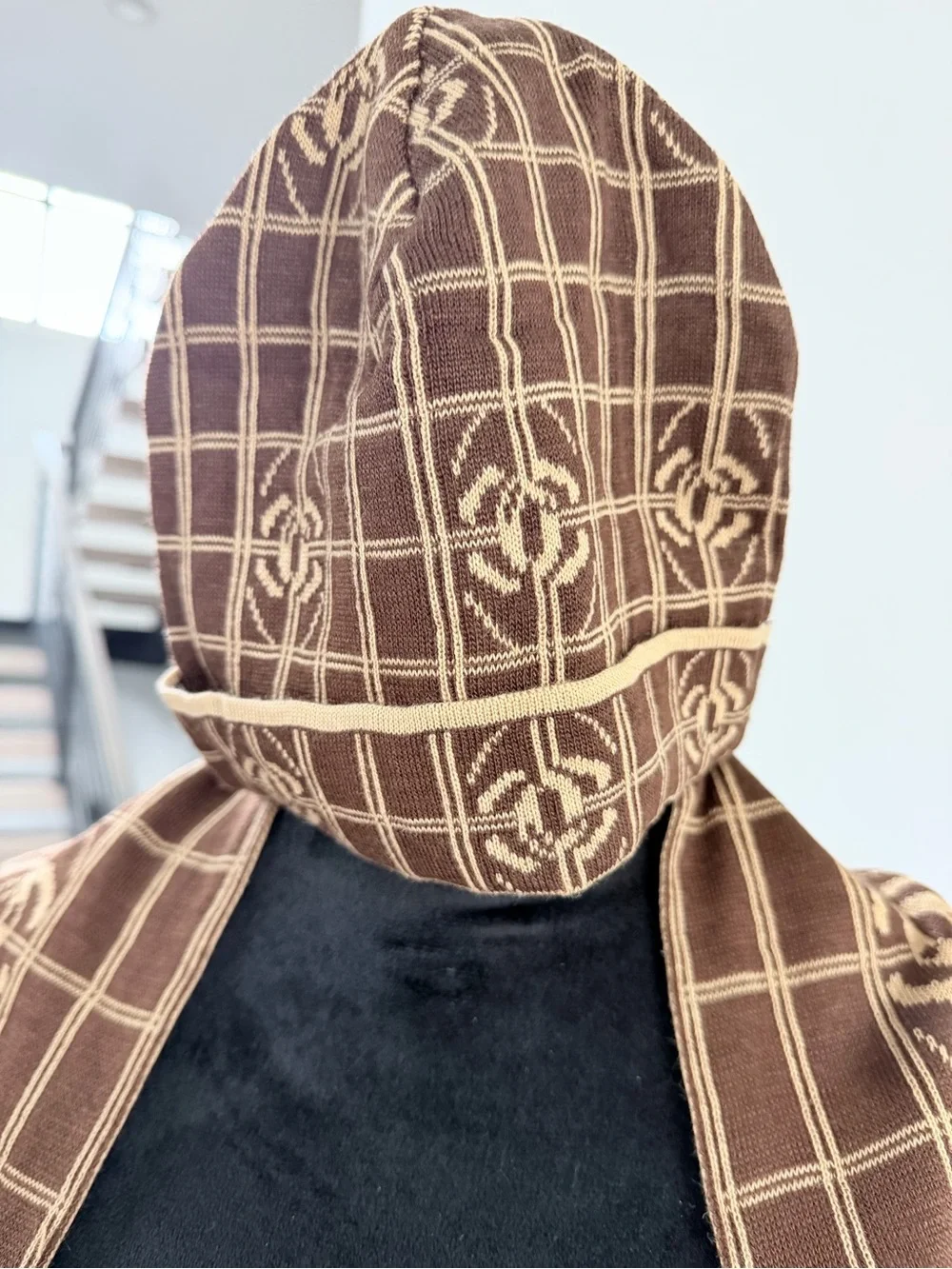 Brown Women's Fashion Scarf and a hat matching set